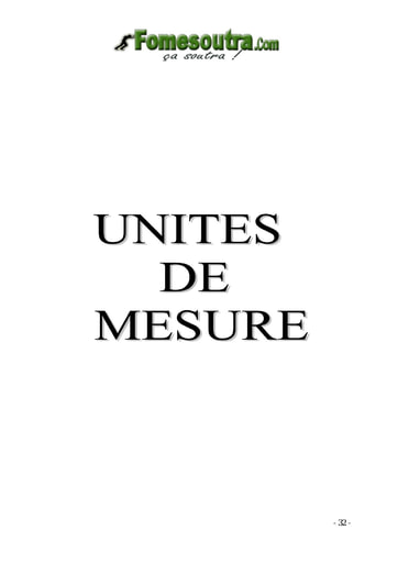 Unités de mesures