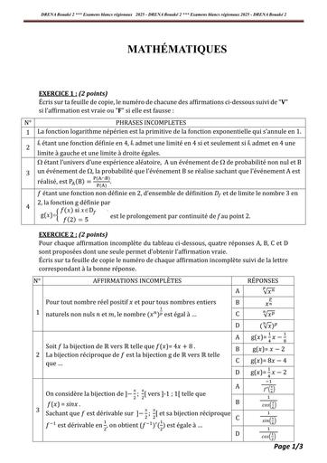 BAC BLANC 2025 BOUAKE 2 MATHS SERIE D SUJET BY TEHUA