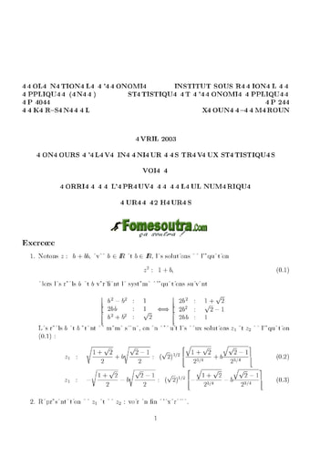 Corrigé Calcul numérique ITS A 2003 (ENSEA - ENSAE - ISSEA)