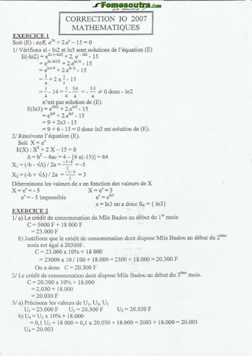 Corrigé de Maths CAFOP 2007