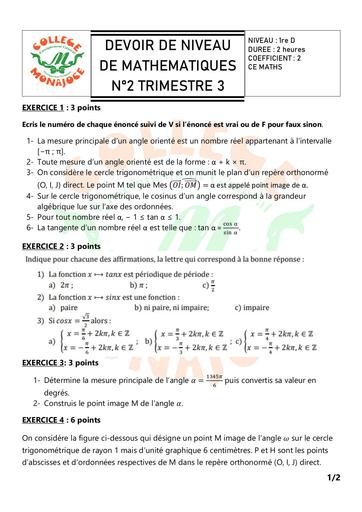 DEVOIR DE NIVEAU DE MATHEMATIQUES 2 1ere D1 MAI 2023 DJAHASHIKAN