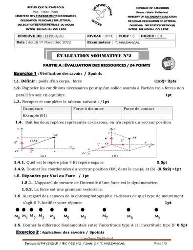 IntegBCollege Physique 2ndeC ES2 2022