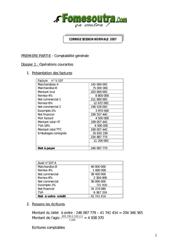 Corrigé d'étude de cas BAC G2 2007