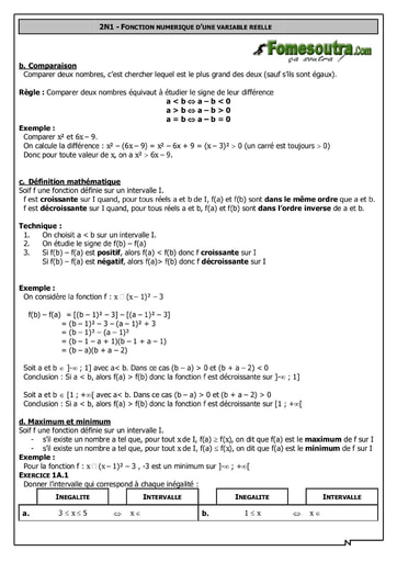Fonction numérique d'une variable réelle 2 - Maths 2nd F2