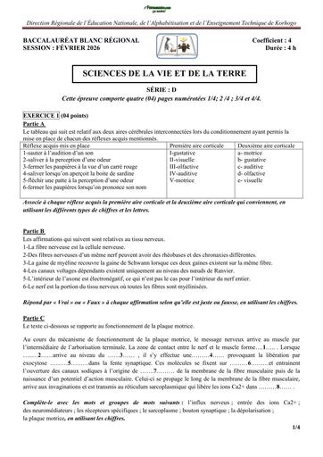 BAC BLANC 2026 DRENA KORHOGO SUJET SVT SERIE D (SUJET) by TEHUA
