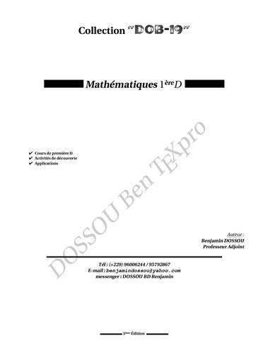 Support d'activités 1ère D Maths by Tehua