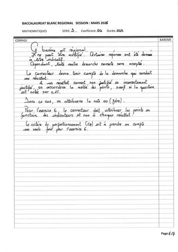 Bac blanc 2026 interne Maths série D Barème Drena Abidjan 4 LYMUA By Tehua