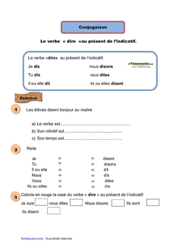 Le verbe « dire »au présent de l’indicatif - Cours CE1