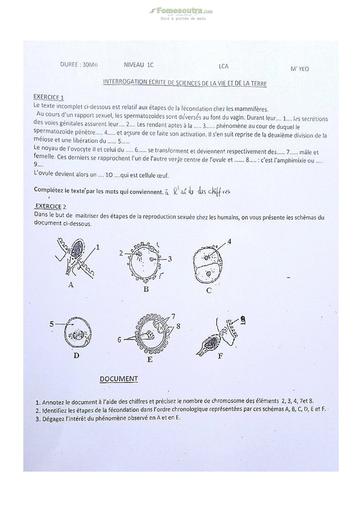 Sujets de SVT Première C Lycée Classique Abidjan 2022-2023