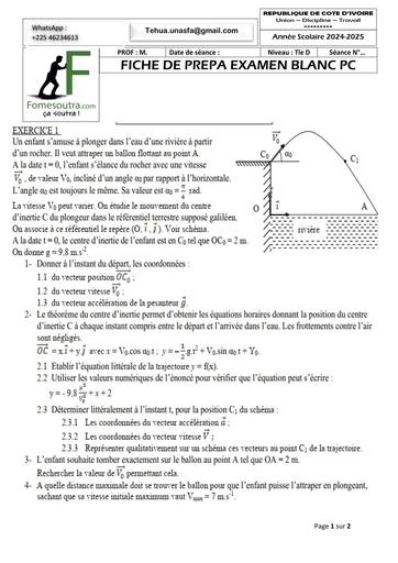 FICHE PREPA EXAMEN BAC BLANC 2025 Tle D PC by TEHUA