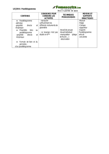 Parallélogramme - Guide pédagogique Maths 6ème