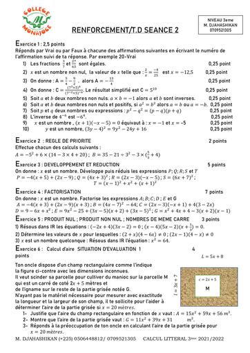 MATHS RENFORCEMENT CALCUL LITTERALCOMPLET MATHS 3eme by DJAHASHIKAN