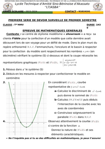 Sujet Maths TLE MMV by Tehua