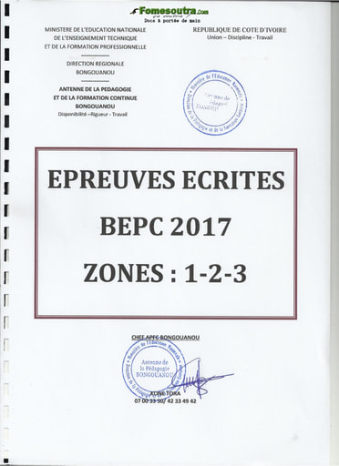 Compil de tous les sujets de BEPC 2017 - Zone 1-2-3