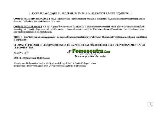 Conséquence de la prolifération du criquet sur l'environnement - SVT 5ème