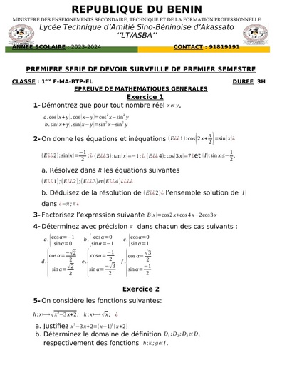 Sujet Maths 1iere F MA BTP EL by Tehua