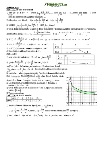 Corrigé Problème 3 de maths niveau Terminale scientifique et BTS