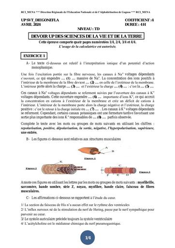 Partiel 2024 sujet SVT Bac D by Tehua