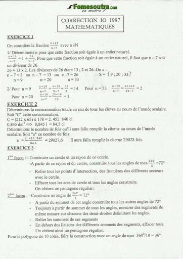 Corrigé de Maths CAFOP 1997