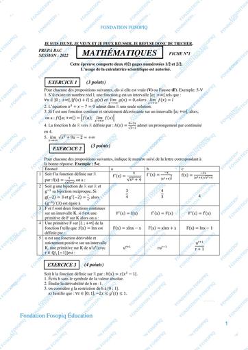 PRÉPA MATHS BAC D FOSOPIQ by Tehua