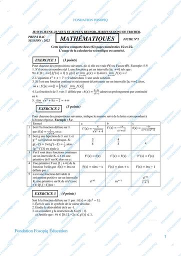 PRÉPA MATHS BAC D FOSOPIQ by Tehua