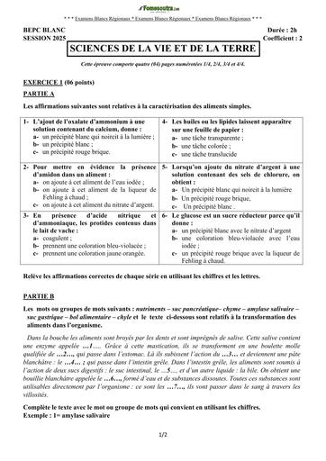 BEPC BLANC REGIONAL 2025 DREN 1 SUJET SVT by TEHUA