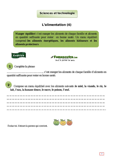 L’alimentation (4) - Cours CE1