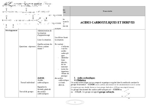 FICHE DE COURS PC Tle CD ACIDES CARBOXYLIQUES ET DÉRIVÉS by TEHUA