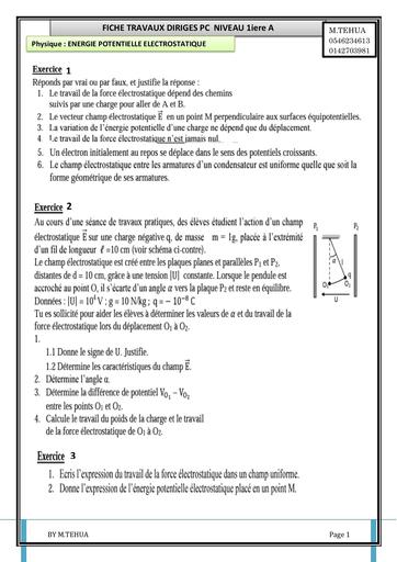 FICHE TRAVAUX DIRIGES PC  NIVEAU 1iere D electricité et electronique by Tehua.pdf