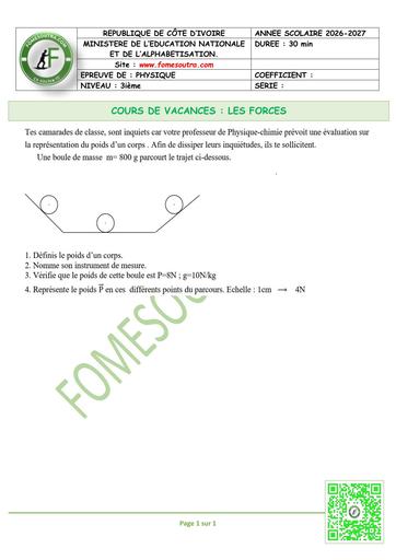 FICHE 4 PC 3ième L2 LES FORCES by TEHUA