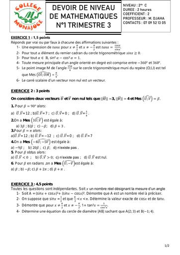DEVOIR de NIVEAU MATHS 2nde C  AVRIL 2023 DJAHASHIKAN
