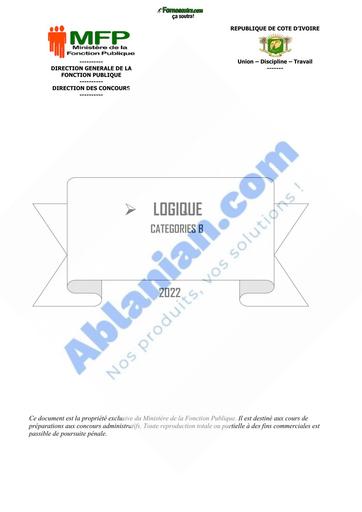 FP COURS LOGIQUE CATEGORIES B 2022 BY TEHUA