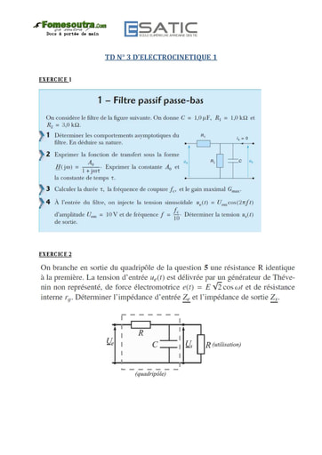 TD corrigé (3) d’électronique - ESATIC