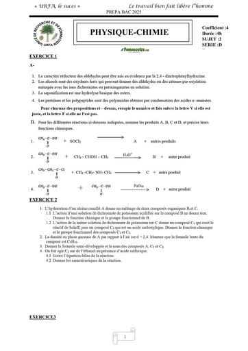 PREPA BAC 2025 PC SERIE D SUJET 2 BY TEHUA