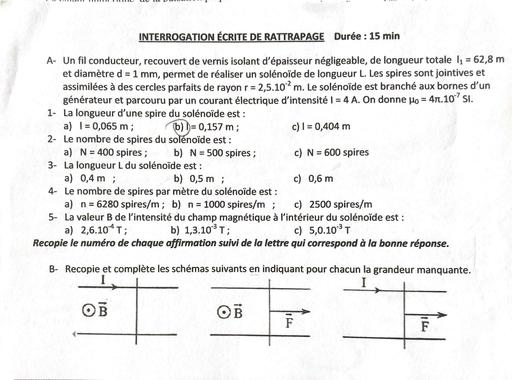 INTERROGATION ÉCRITE PC TLE D LYCÉE SCIENTIFIQUE DE YAMOUSSOUKROc