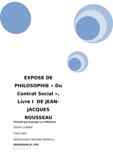 Exposé SUR LE CONTRAT SOCIAL LIVRE 1 by Tehua