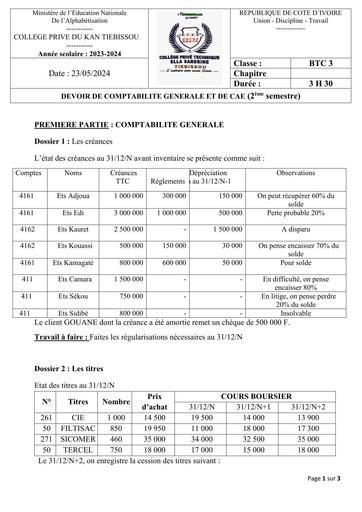 DEVOIR DE COMPTABILITE DE CAE SEMESTRE 2 b y TEHUA