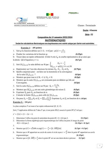 Composition MATHS Tle S2 2023 2024 Académie SENEGAL BY TEHUA