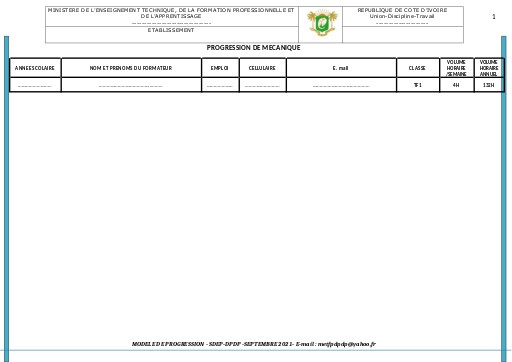 PROGRESSION  MECA TF1