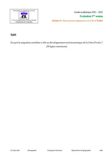 Examen Géographique L3 2022  Les mouvements migratoire en Côte d'Ivoire.pdf