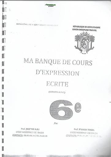 BANQUE DE COURS EXPRESSION ECRITE 6e APC by TEHUA