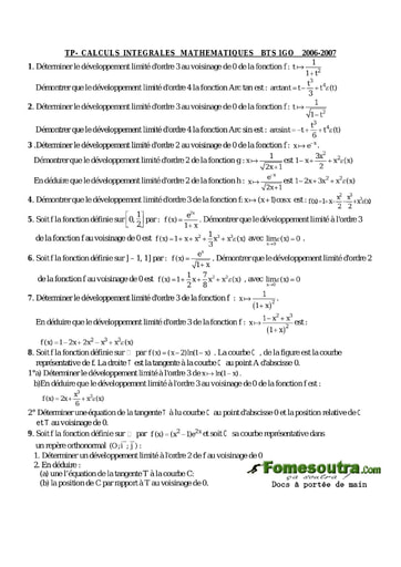 Sujet corrigé Calcul Intégral (3) - Maths BTS Industriel