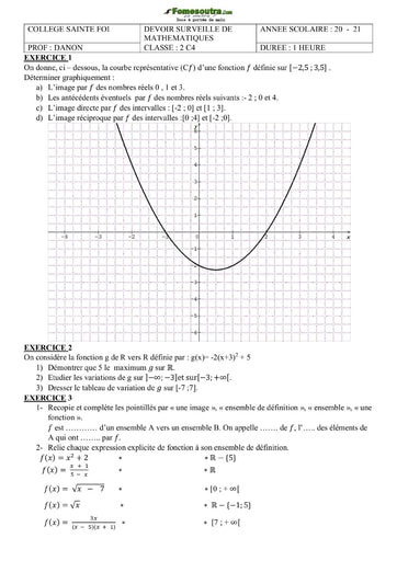 Devoir de Mathématique 2020-2021,College Sainte Foi Abidjan