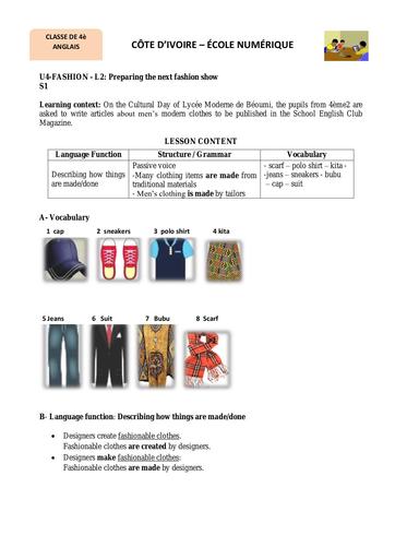 UNIT 4 LESSON 2 4 e ANGLAIS