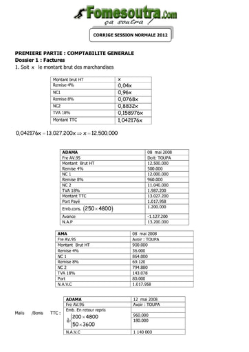 Corrigé d'étude de cas BAC G2 2012