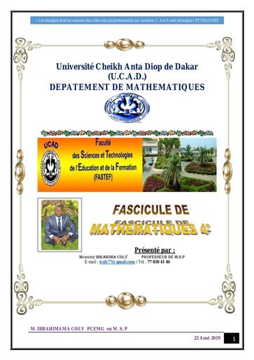 Fascicule MATHS 4ieme