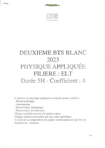 SUJET BTS BLANC 2023 CME ELT PHYSIQUE APPLIQUEE BY TEHUA