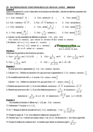 TP corrigé (1)  Fonctions réelles Maths BTS GO