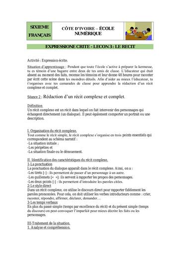 6e EE L3 S2 récit complexe complet