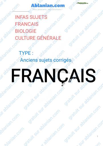 Cours et sujets francais Infas 2018 BY TEHUA